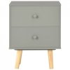 Szafki nocne, 2 szt., szare, 40x30x50 cm, lite drewno sosnowe