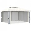Altana ogrodowa z zasłonami, 4 x 3 m, kremowa, aluminium