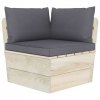 Ogrodowa sofa 2-osobowa z palet, z poduszkami, drewno świerkowe