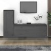 Szafki pod TV, 2 szt., szare, lite drewno sosnowe