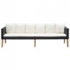 3-osobowa sofa ogrodowa z poduszkami, rattan PE, czarny