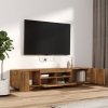 Zestaw 2 szafek TV z oświetleniem LED, przydymiony dąb