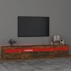 Szafka pod TV z oświetleniem LED, przydymiony dąb, 240x35x40 cm