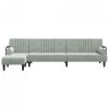 Sofa rozkładana L, jasnoszara, 260x140x70 cm, aksamit
