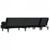 Sofa rozkładana L, czarna, 260x140x70 cm, aksamit