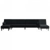 Sofa rozkładana L, czarna, 260x140x70 cm, aksamit