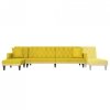 Sofa rozkładana L, żółta, 271x140x70 cm, aksamit