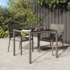 Stół ogrodowy, 90x90x75 cm, szkło i rattan PE, szary
