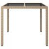 Stół ogrodowy, 90x90x75 cm, szkło i rattan PE, beżowy