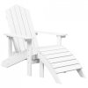 Krzesło Adirondack z podnóżkiem, HDPE, białe
