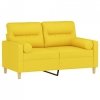 2-osobowa sofa z poduszkami, jasnożółta, 120 cm, tkanina
