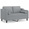 2-osobowa sofa z poduszkami, jasnoszara, 120 cm, tkanina