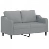 2-osobowa sofa z poduszkami, jasnoszara, 140 cm, tkanina