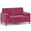 2-osobowa sofa z poduszkami, winna czerwień, 120 cm, aksamit