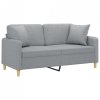 2-osobowa sofa z poduszkami, jasnoszara, 140 cm, tkanina
