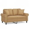 2-osobowa sofa z poduszkami, brązowa, 120 cm, aksamit