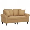 2-osobowa sofa z poduszkami, brązowa, 120 cm, aksamit