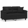 2-osobowa sofa z poduszkami, czarna, 120 cm, mikrofibra