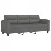 3-osobowa sofa z poduszkami, ciemnoszara, 180 cm, mikrofibra