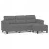 3-os. sofa z podnóżkiem, ciemnoszara, 180 cm, obita mikrofibrą