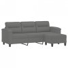 3-os. sofa z podnóżkiem, ciemnoszara, 180 cm, obita mikrofibrą