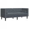3-cz. wypoczynek Chesterfield z wałkami, ciemnoszary, aksamit