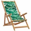 Składane krzesła plażowe 2 szt., wzór w liście tkanina i drewno