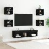 7-częściowy zestaw mebli TV z LED, czarny