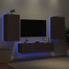 4-częściowy zestaw mebli TV z LED, brązowy dąb
