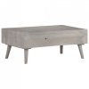 Stolik kawowy, szary, 100x60x40 cm, lite, surowe drewno mango