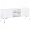 Szafka pod TV, biała, 115x30x46 cm, lite drewno mango