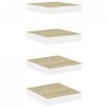 Półki ścienne, 4 szt., dębowo-białe, 23 x 23,5 x 3,8 cm, MDF