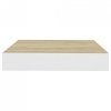 Półki ścienne, 4 szt., dębowo-białe, 23 x 23,5 x 3,8 cm, MDF