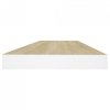 Półki ścienne, 4 szt., kolor dębu i biel, 60x23,5x3,8 cm, MDF