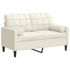 2-osobowa sofa z poduszkami, kremowa, 120 cm, aksamit