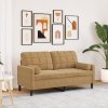 2-osobowa sofa z poduszkami, kolor cappuccino, 140 cm, aksamit