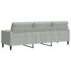 3-osobowa sofa z poduszkami, jasnoszara, 210 cm, aksamitna