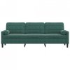 3-osobowa sofa z poduszkami, ciemnozielona, 210 cm, aksamit