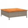 Stolik ogrodowy, szary, 70x70x25 cm, rattan i drewno akacjowe
