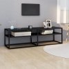 Szafka pod TV, czarny marmur, 140x40x40,5 cm, szkło hartowane