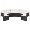 Sofa ogrodowa z poduszkami, okrągła, czarny rattan PE