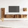 5-cz. zestaw szafek TV, stare drewno, materiał drewnopochodny