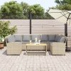 Sofa ogrodowa z poduszkami beżowy polirattan