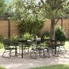 Zestaw do jadalni 7-elementowy  czarny PVC rattan