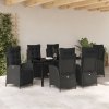 Zestaw 7 częściowy do jadalni w ogrodzie  czarny poli rattan