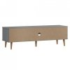 Szafka TV MOLDE, szara, 158x40x49 cm, lite drewno sosnowe