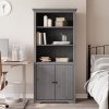 Biblioteczka BODO, szara, 82x40x173 cm, lite drewno sosnowe