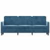 Sofa 3-osobowa, niebieski, 180 cm, tapicerowana aksamitem
