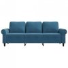 Sofa 3-osobowa, niebieski, 180 cm, tapicerowana aksamitem