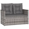 Ławka ogrodowa z poduszkami, szara, 105 cm, polirattan
